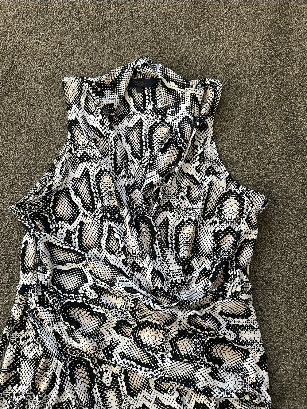 Rachel Roy Sleeveless Snake-Print Wrap Dress in Black and Cream